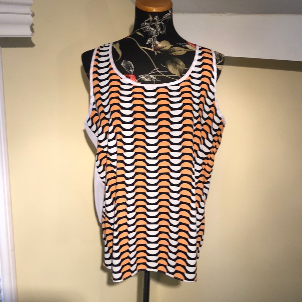 Open Back Tank Top - Orange/White/Navy